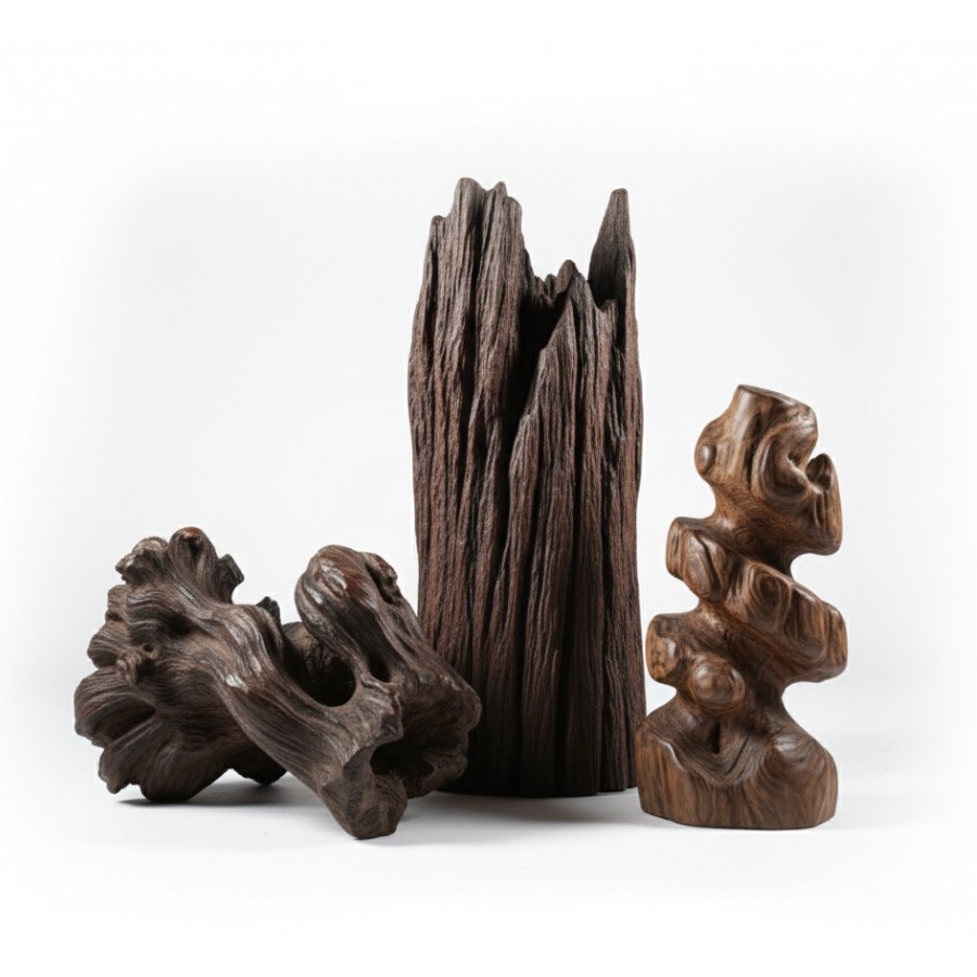 Handcrafted Wooden Sculptures – Set of Three
