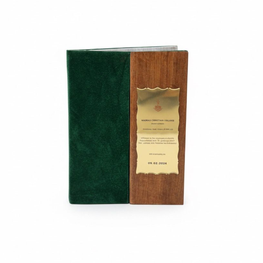 Premium Velvet & Wooden Finish Certificate File Folde