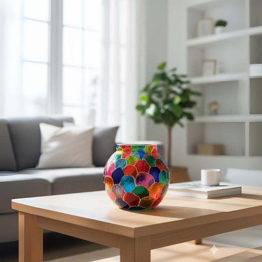 Vibrant Mosaic Glass Vase