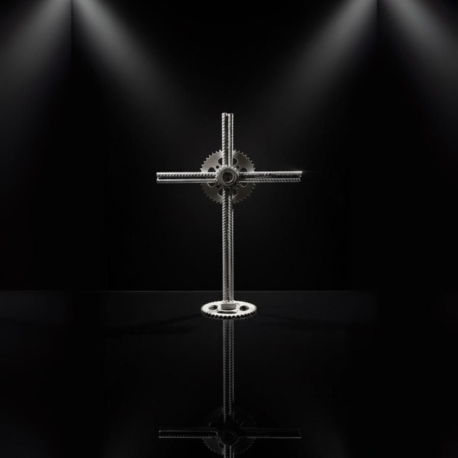 Industrial Faith Cross - Recycled Metal Sculpture