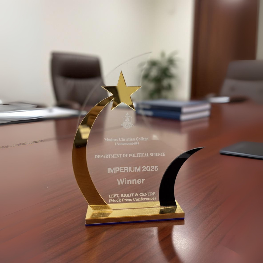 Elegant Star & Crescent Crystal Trophy