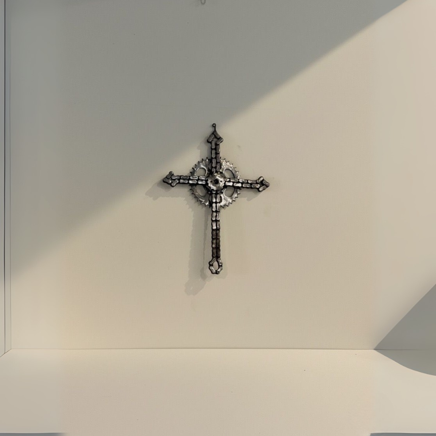 Handcrafted Upcycled Bicycle Gear Cross